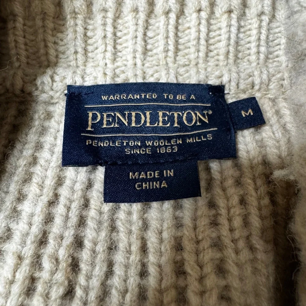 Pendleton The Westerley Big Lebowski Wool Zip Cardigan Sweater Tan Mens M